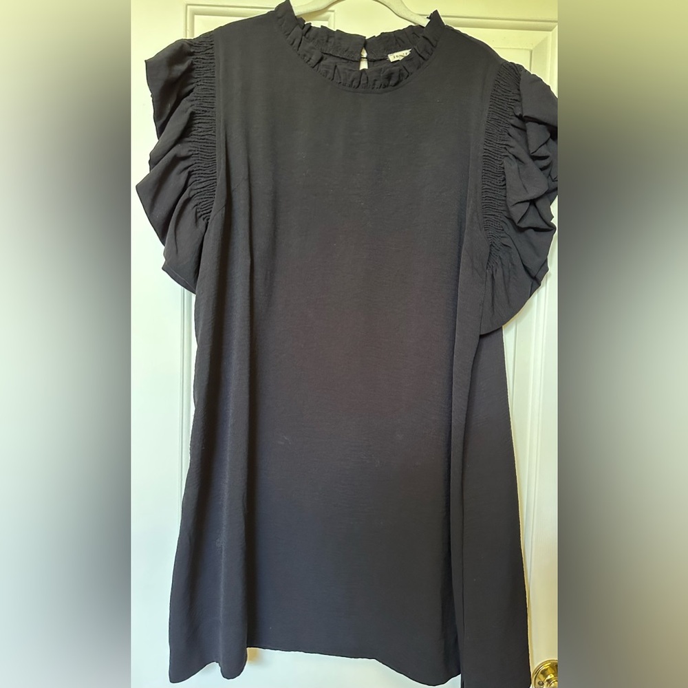 JODIFL Black Ruffle Sleeve Dress